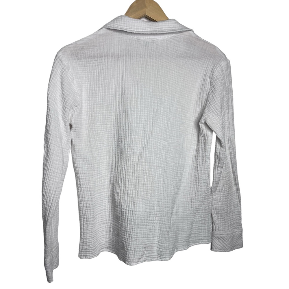 1.STATE White Tie-Front Button Up Gauzy Top - Picture 3 of 8